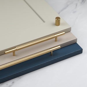 Gold Brass Knurled Bar Handles Knob Textured Design Kitchen Cabinet Cupboard Door Drawer Wardrobe 160mm, 320mm & Single Fixing Long Pulls