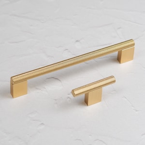 Brushed Brass Gold Knurled Kitchen Cabinet Handle 160mm Matching Boss Bar Knob Pull Bedroom Bathroom Wardrobe Door Drawer Furniture