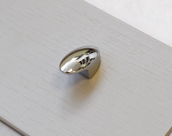 Polished Chrome Contemporary Kitchen Cabinet Oval Pull Knob 40mm Silver Bathroom Bedroom Door Furniture Drawer Cupboard Replacement Upcycle