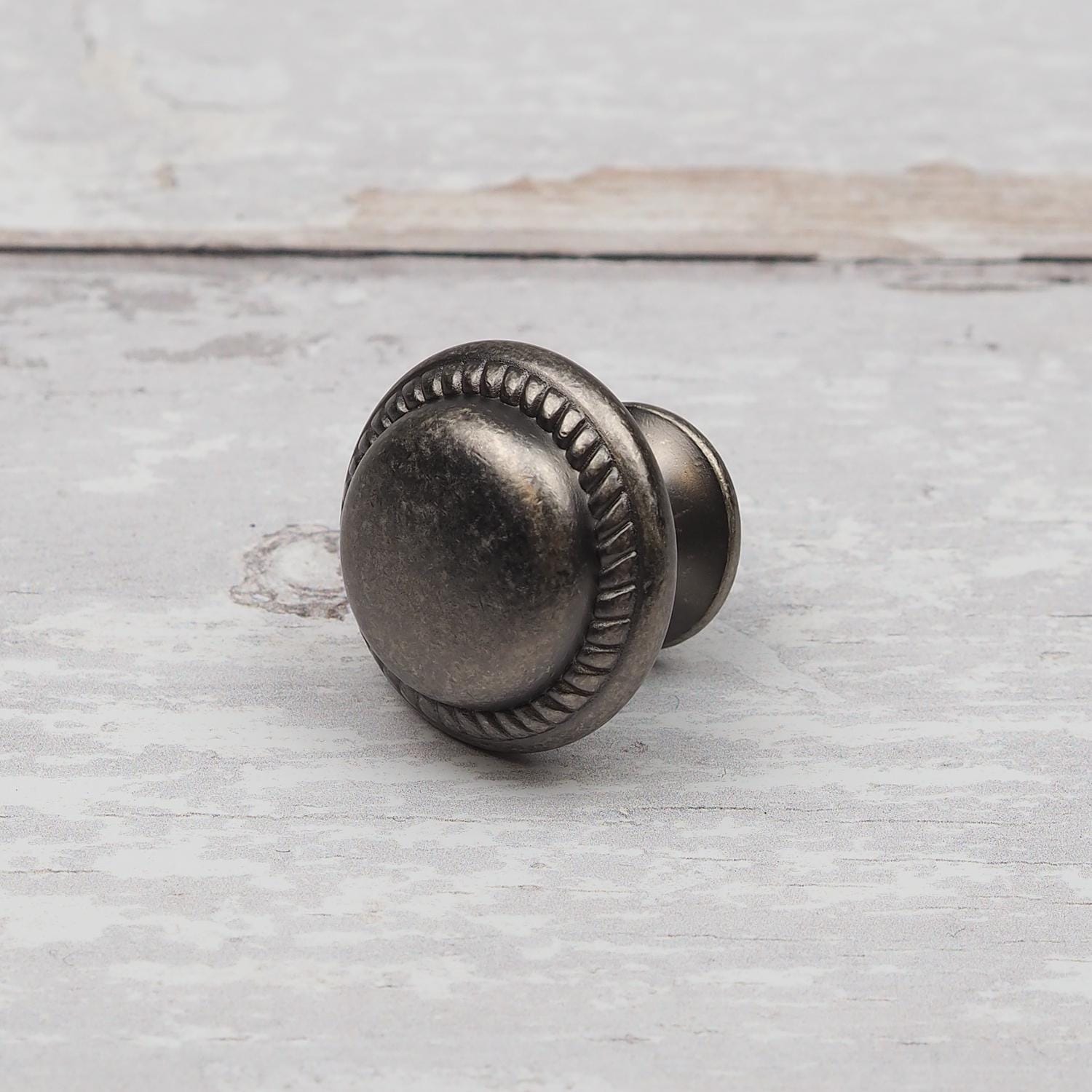 Antique Pewter Cabinet Knob Round Aged Rustic Grey Traditional Pull ...