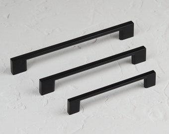 Maniglie quadrate sottili a D per armadio da cucina nero opaco 128mm 160mm 192mm Armadio con porta del cassetto estraibile Sostituzione di mobili per guardaroba Upcycle