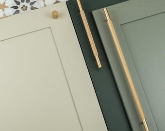 Gold Brass Knurled Bar Handles & Round Knob Kitchen Cabinet T-Bar Pulls Furniture Upcycle Hardware