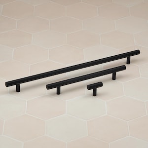 Black Hexagon Bar Handles Matt Cabinet T-Bar Knob & Pull Kitchen Cupboard Drawer Furniture Wardrobe Door Home Upcycle Update Modern Hardware