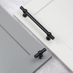 Matt Black Kitchen Cabinet T-Bar Handle 160mm & Matching Knob Pull Bedroom Bathroom Cupboard Drawer Door Furniture Renovate Replace Upcycle