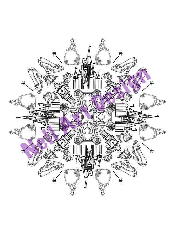 Cinderella Mandala Adult Coloring Download Disney Princess - Etsy