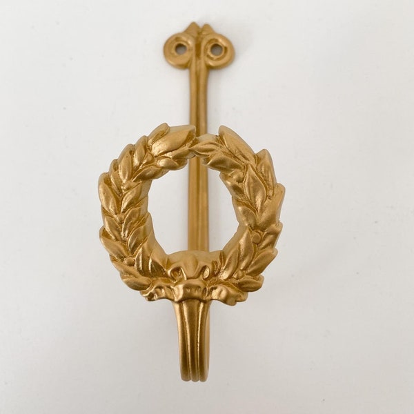 Vintage Brass Wall Hook, Wreath Hanger