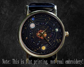 Solar system watch| Quartz watch|  Leather Watch | Ladies Watch | Mens Watch | Unisex | Birthday Gift | Handmade