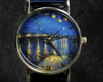 Rhone Sternenhimmel, Unisex Uhr, Metalluhr, personalisiertes Geschenk für Geburtstag, Jubiläum & Festival