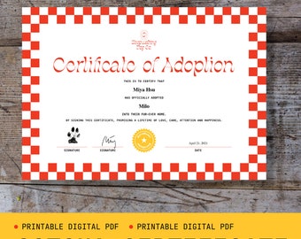 Gotcha Certificate | Digital Download PDF | Printable | Pet Adoption | Pet Records | Gotcha Day