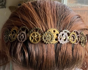 スチームパンクギアヘッドバンド：ミックスメタルコグヘアアクセサリー
