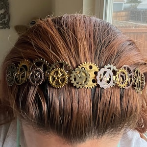 Steampunk Gear Headband: Mixed Metal Cog Hair Accessory