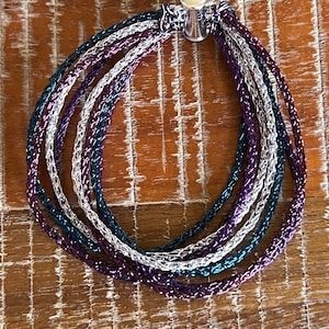 Wire Crochet Multi-Strand Bracelet Slide Clasp Bracelet Layered Bracelet Stacked Bracelet Multi strand Jewelry Colorful Bracelet Sparkly