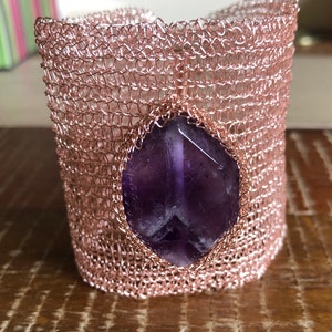 Amethyst Cuff Bracelet With Slide Clasp (2”)