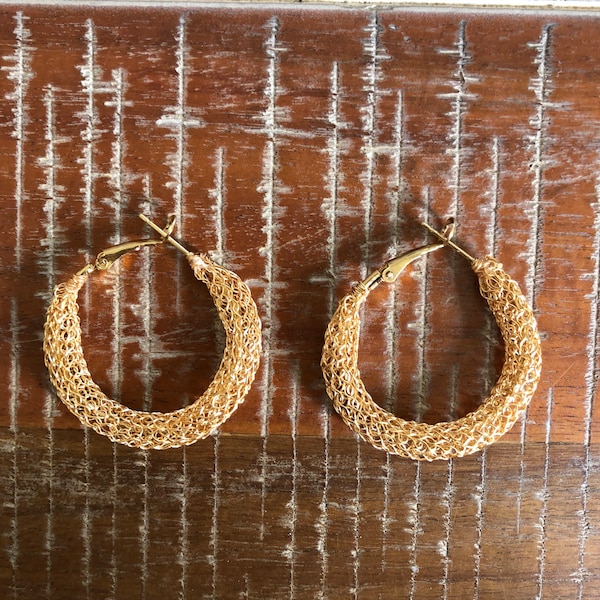 Wire Crochet Hoop Earrings 1.5” Gold Earring Gold Hoops Hoop Earrings Wire Jewelry Crochet Earrings Delicate Earrings Colorful Hoop Earrings