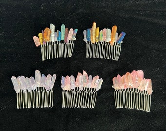 Quartz Stone Comb Crystal Comb Crystal Jewelry Quarts Comb Hair Comb Decorative Comb Hippie Jewelry Summer Hair Accessories