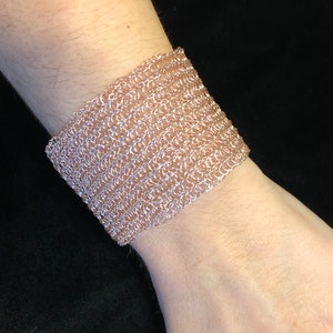 Cuff Bracelet With Slide Clasp (2”) Wire Crochet Cuff Wire Jewelry Silver Cuff Gold Cuff Rose Gold Cuff Delicate Jewelry Sparkly Jewelry