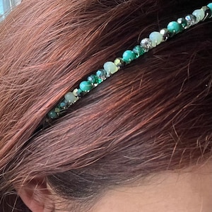 Glass Bead Headband Beaded Hairband Faceted Beaded Blue headband Green Headband Purple headband Formal hairband Formal Headband sparkly hair