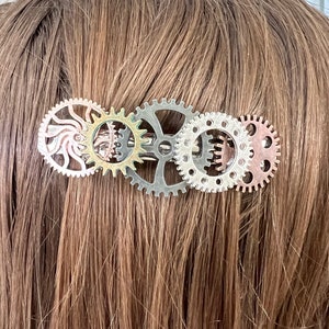 Large 3” Steampunk Gears Barrette Metal Gears Hair  Barette Steam Punk Hair Accessories Steampunk accessorie Punk Hair Clip French Barrette