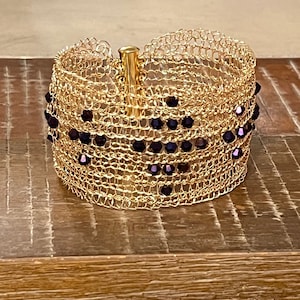 Beaded Cuff Bracelet With Slide Clasp (1.5”) gold bracelet silver bracelet rose gold bracelet beaded bracelet wire crochet cuff with beads