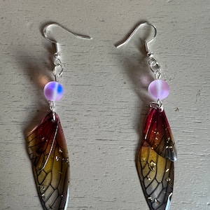 Acrylic Fairy Wing Earrings, Fantasy Costume Jewelry