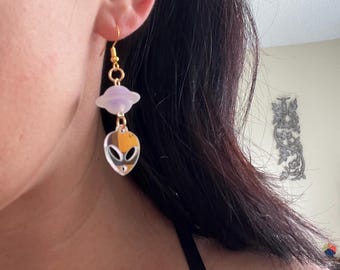 Alien Spaceship Earrings UFO Earrings Spacecraft Jewelry Alien Jewelry Unique Earrings Alien Jewelry UFO Jewelry