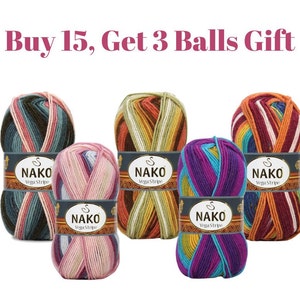 Nako Vega Stripe Premium Acrylic 100gr/195m/213yarda Knitting Yarn Acrylic Yarn Crochet Yarn Cardigans,sweaters,scarves,berets