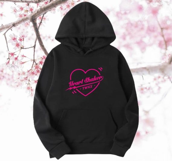 TWICE HEART SHAKER Logo Unisex Hoodie, Twice Hoodie, KPop Sweatshirt, Kpop Idol Fashion, Black Cotton Hoodie, Kpop Girl Groups