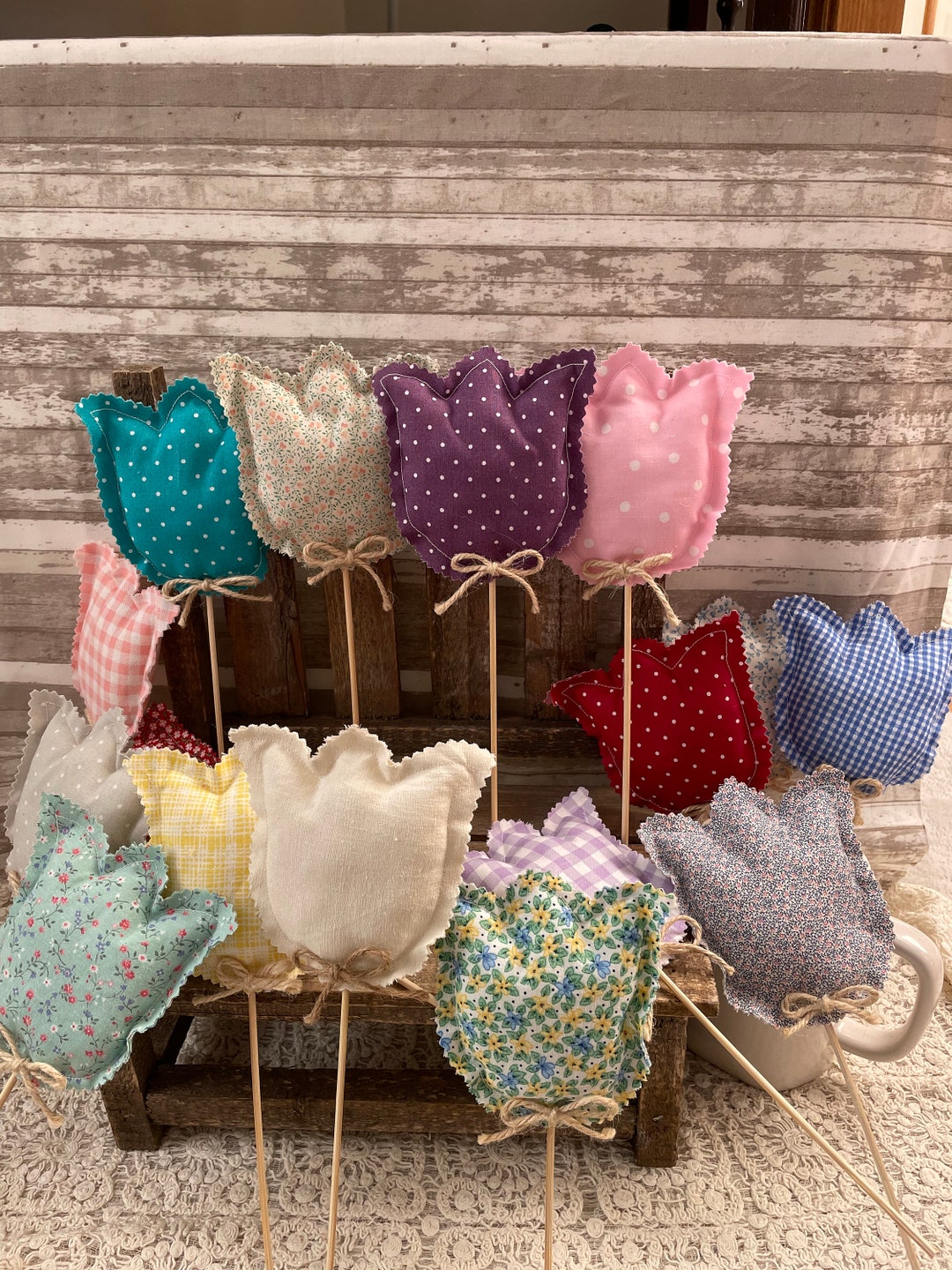 Kathia Textile Flower Sticks - Set of 6