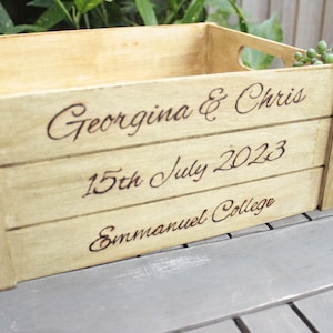 Handburnt Personalised Wooden Crate - Weddings, Birthdays, Gifts