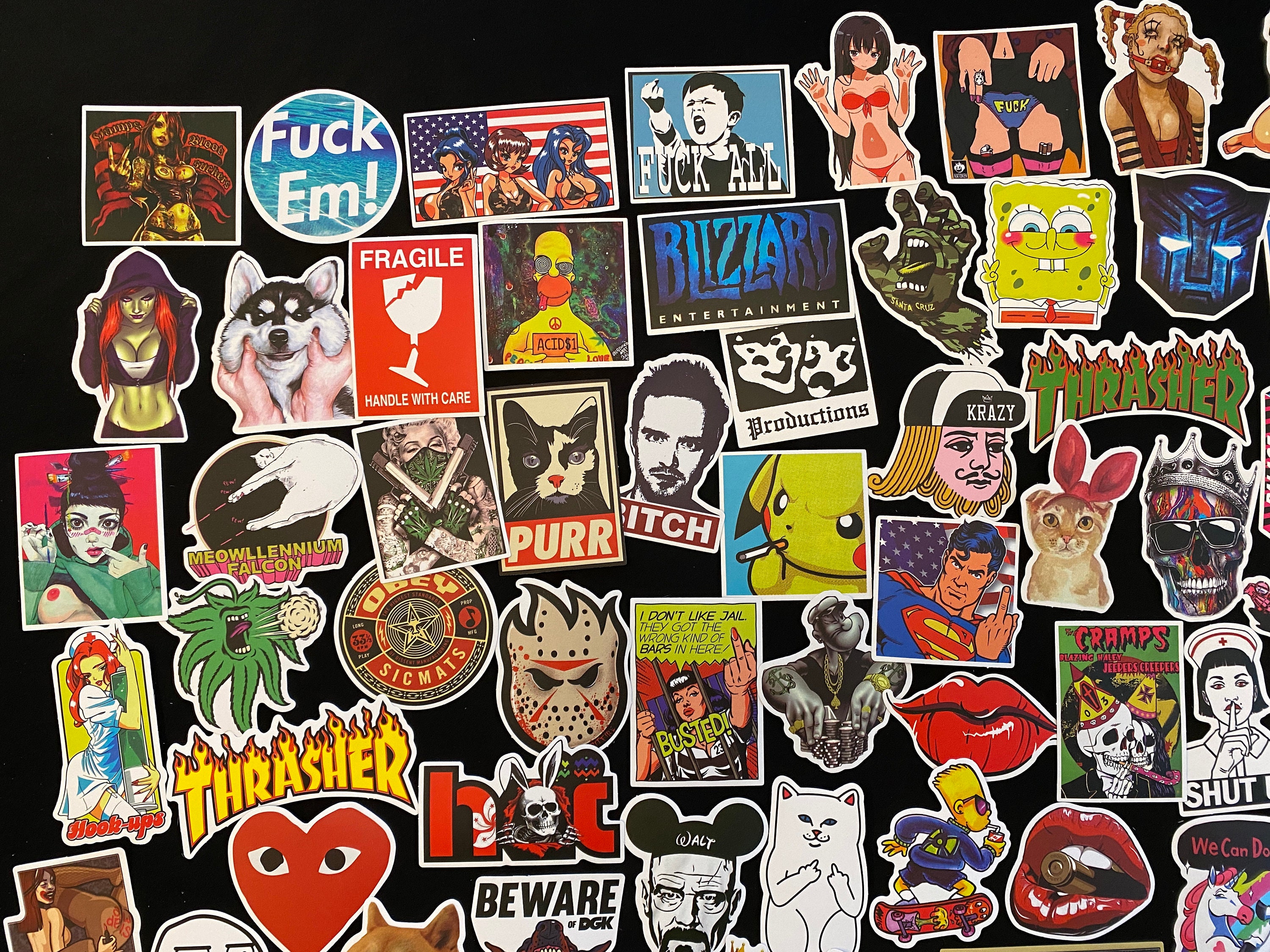 100pcs Random Skateboard Sticker Pack Cool Decals Hypebeast Etsy