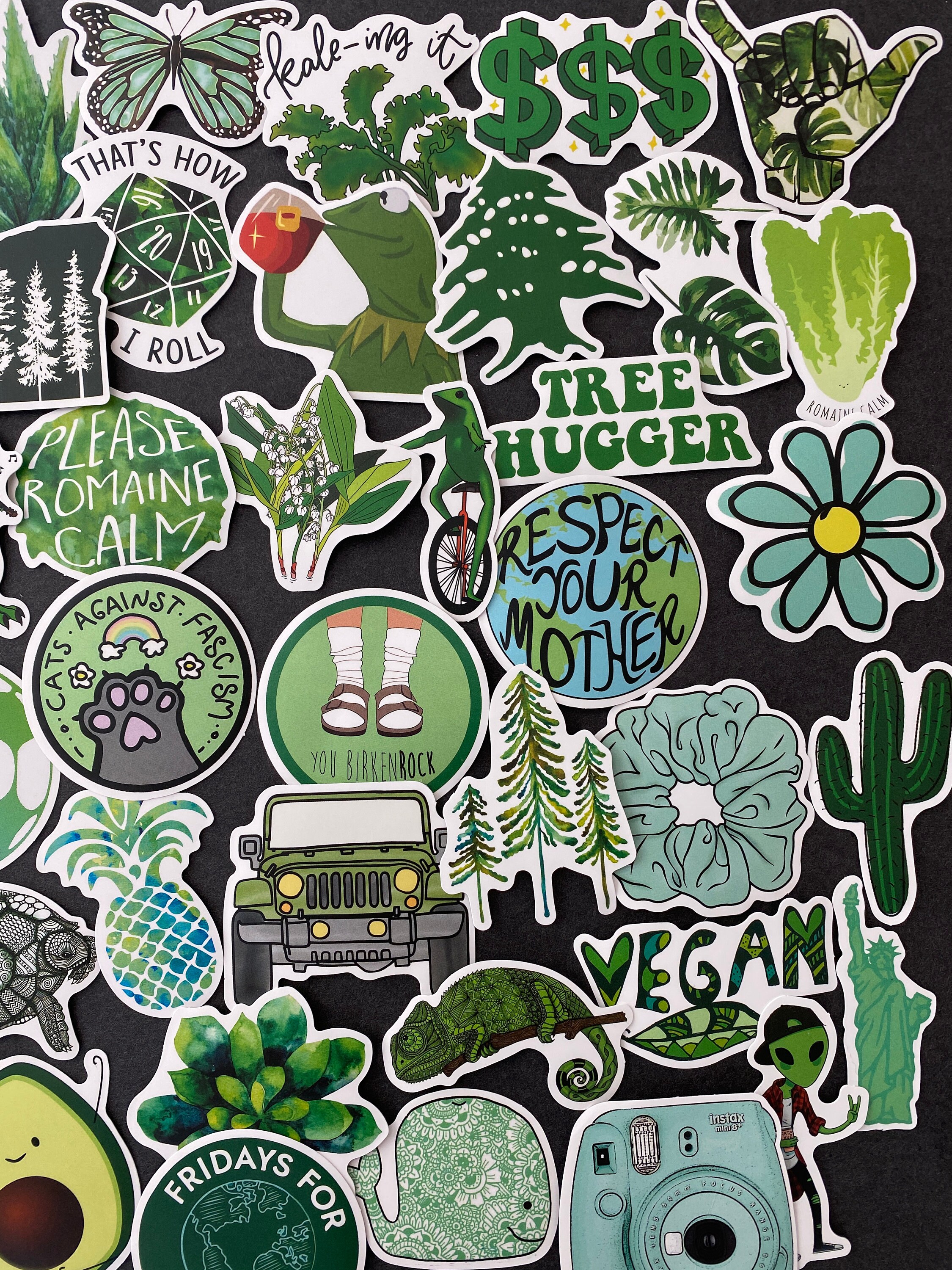 50pcs Random Green Kids Themed Waterproof Stickers Pack Vinyl | Etsy