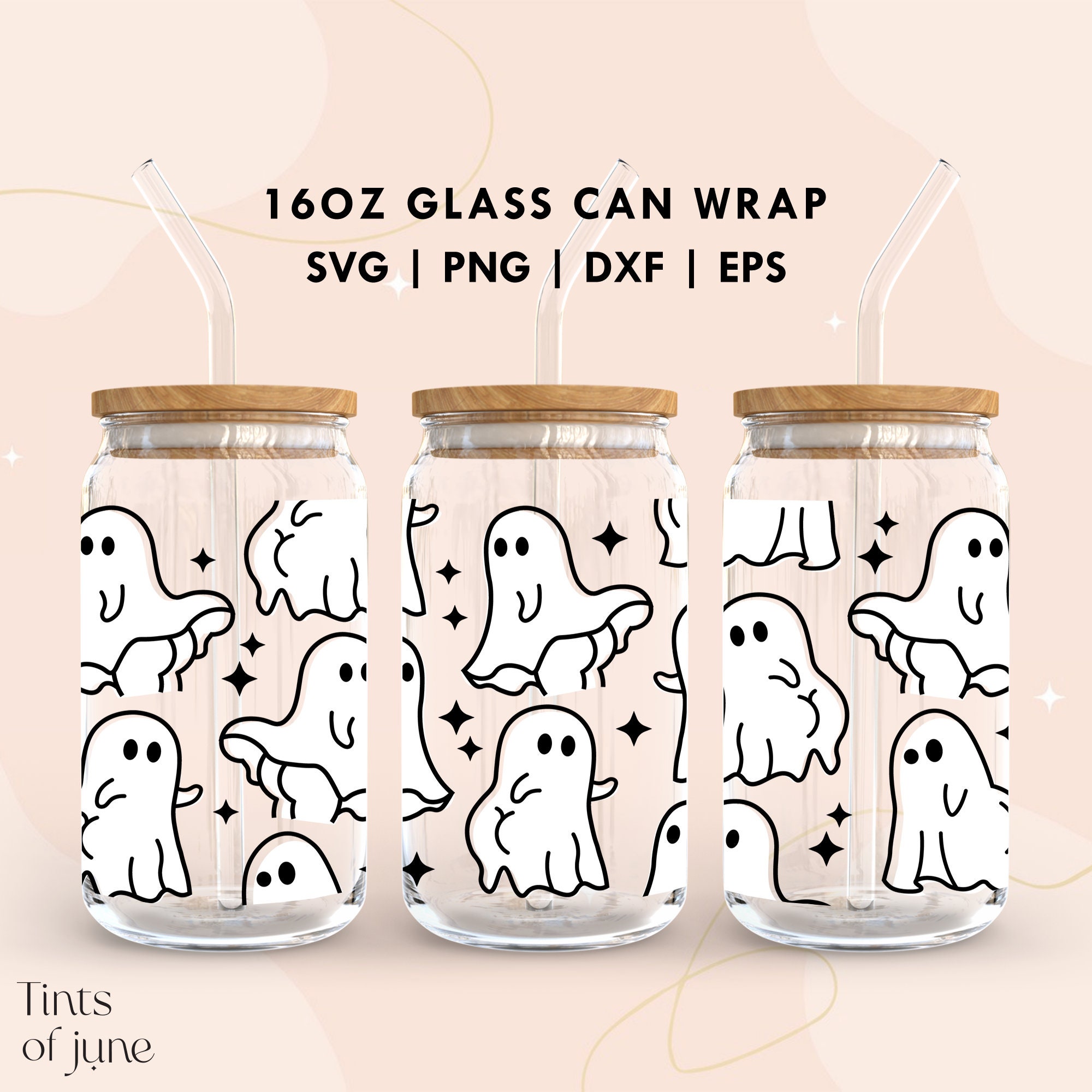 Happy Ghost Club Glass Can Cup – Sparkly Paper Co.