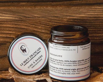Cera orgánica para barba Le Bouc Français Summer Freshness – Cítricos, bergamota, mandarina – Disciplina, nutre, fija – 100% natural. Hecho en Francia – 30 ml