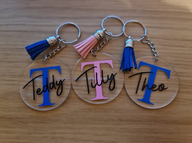 Personalised Acrylic Keyring keychain Initial and Name Custom Gift with Tassel Personalised Acrylic Keyring keychain Initial and Name Custom Gift with Tassel