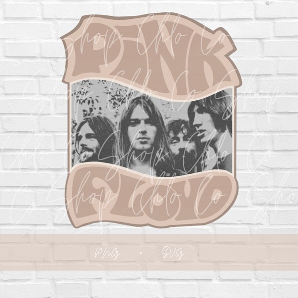 retro rosa Floyd PNG • SVG | T-Shirt-Geschenk für Sie und Ihn • Glänzendes und süßes Smiley-Gesicht als Gänseblümchen Rock n Roll Datei