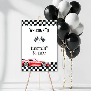 Racecar Birthday Welcome Sign | Digital Template | Birthday Party Decor | Race car Theme | Instant Download | Customizable Welcome Sign