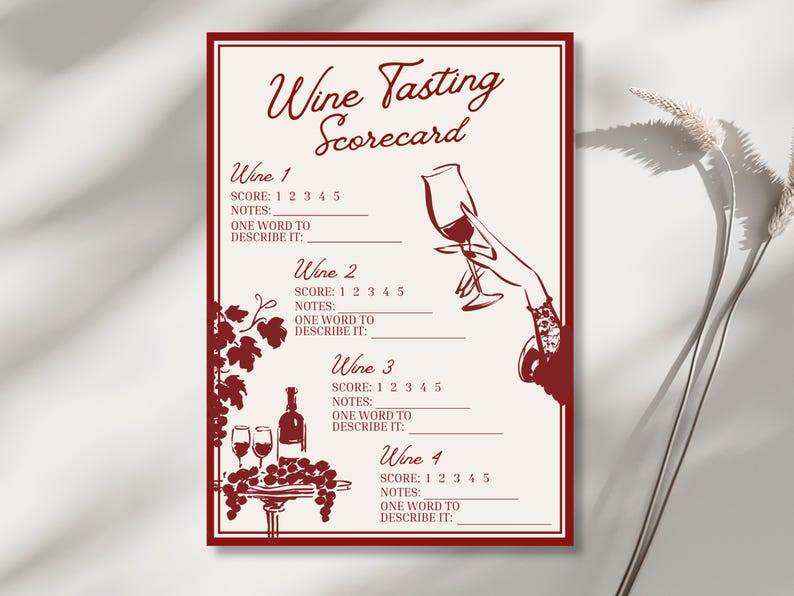 Printable Wine Tasting Notes Sheet, Wine Tasting Scorecard, Girls Wine ...