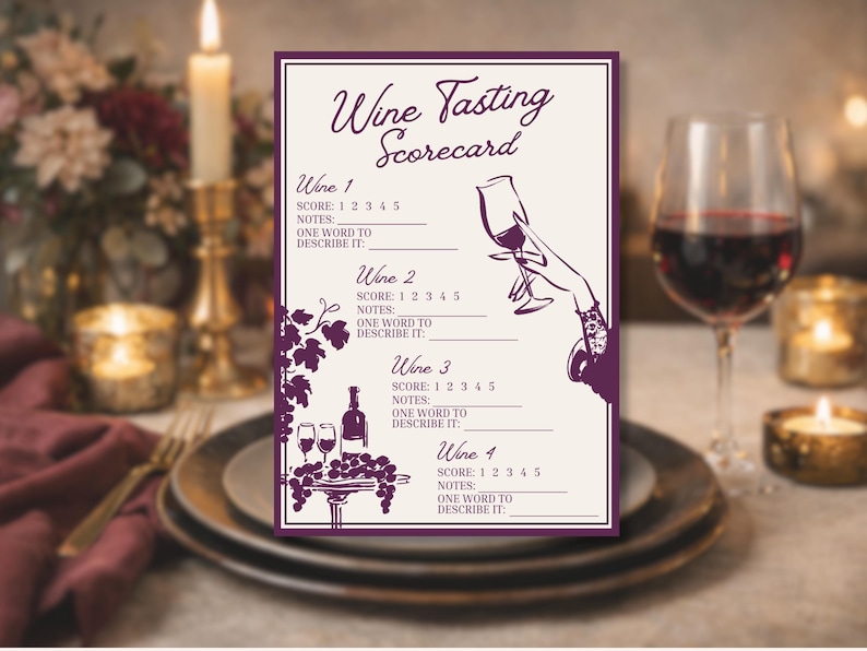 Printable Wine Tasting Notes Sheet, Wine Tasting Scorecard, Girls Wine ...