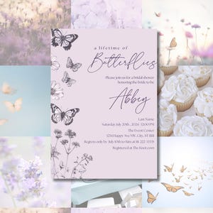durée de vie des papillons faire-part nuptiale | Invitation numérique | Invitation personnalisable | Facile à modifier | il lui donne des papillons | Toile