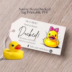 You&#39;ve Been Ducked Tag Printable | Digital PDF | Duck Tags | Funny Duck Card | Instant Download | Rubber Duck | Nice Ride | Vehicle Tag