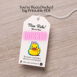 You&#39;ve Been Ducked Tag Printable | Digital PDF | Duck Tags | Funny Duck Card | Instant Download | Rubber Duck | Nice Ride | Vehicle Tag