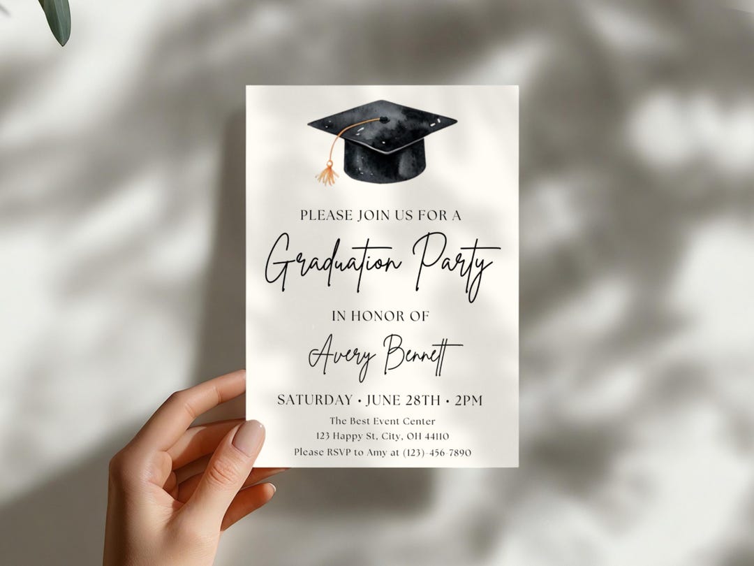 Generic Grad Invite Editable Graduation Party Invitation Template, Graduation Evite, Grad ...