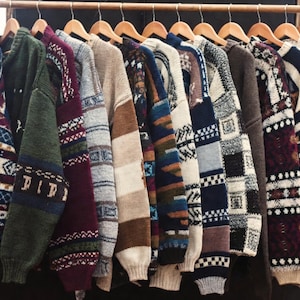 Vintage 90s Mystery Retro Grandpa Sweater, Hand-Picked Patterned Crewneck, Earth Tone Knit, Woodland Clothing, Indie