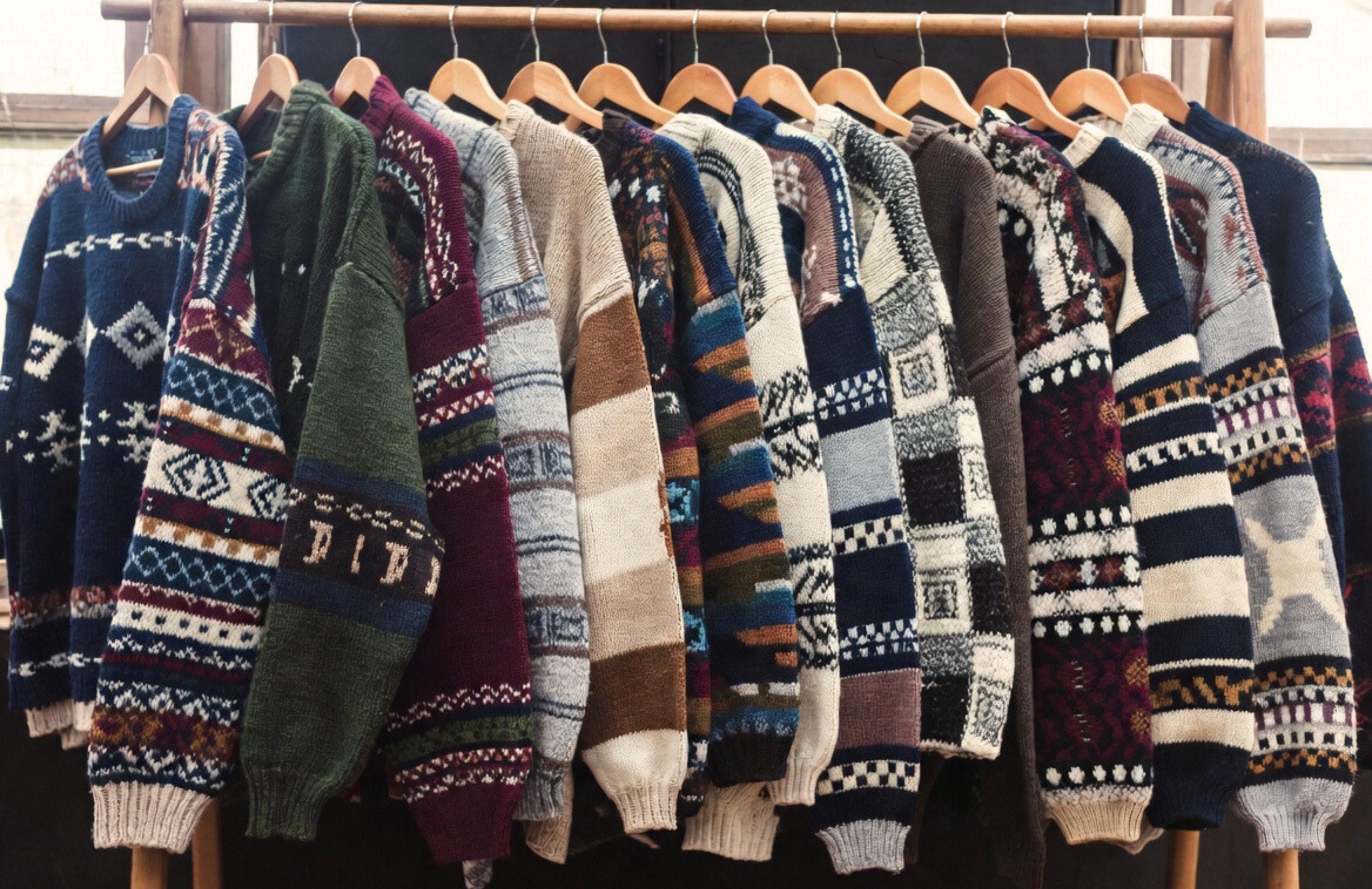 Vintage 90s Mystery Retro Grandpa Sweater, Hand-picked Patterned