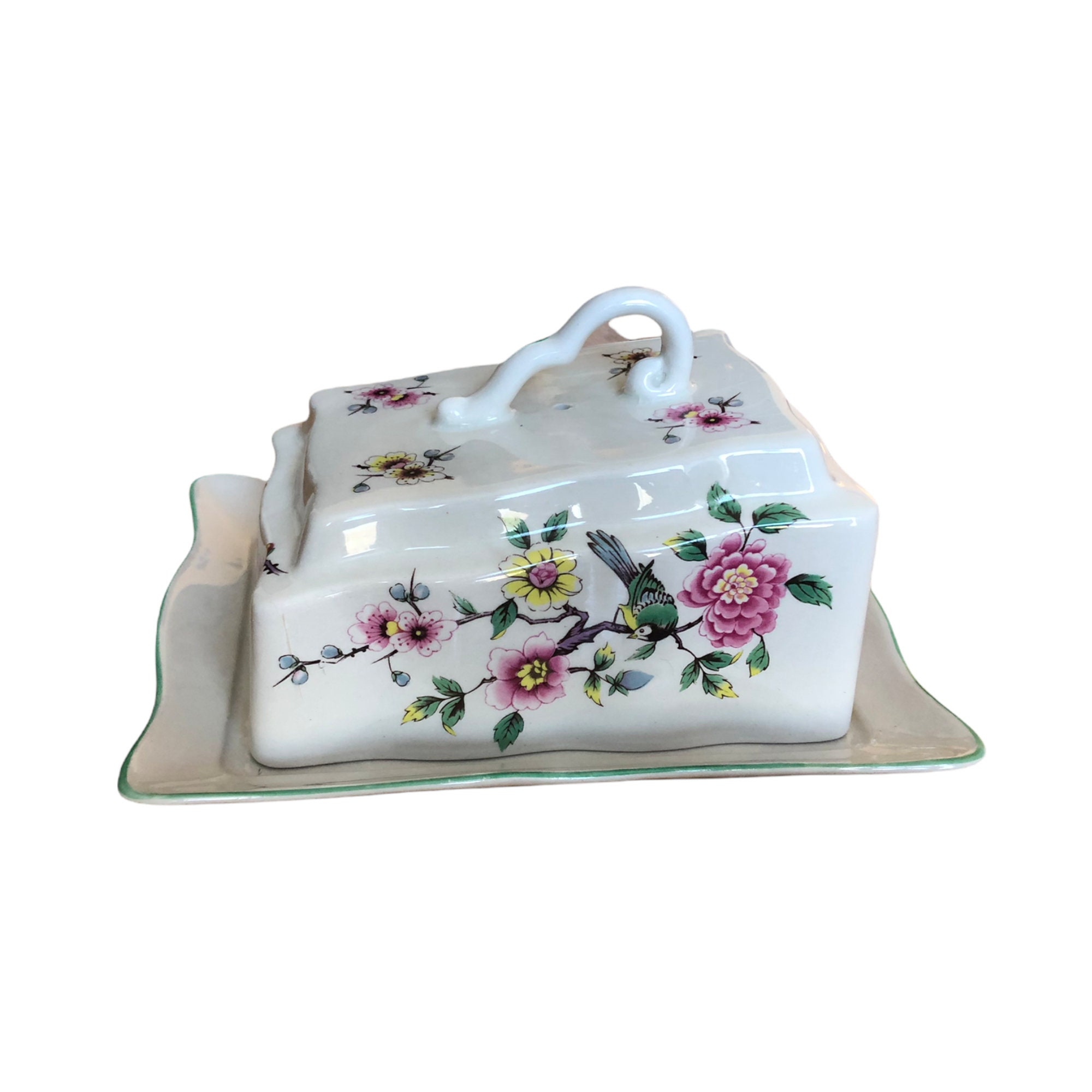 Kitchen & Dining Chinese Rose Butter Dish Old Foley Vintage Butter