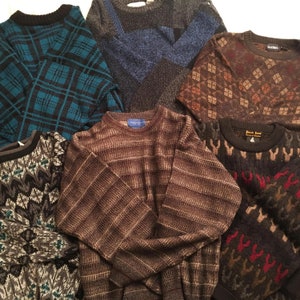 Grandpa Sweater Vintage 90s Retro Mystery, Dad Sweater, Crewneck, V-Neck, Knit 90s Sweater