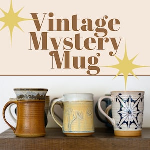 Taza de cerámica vintage misteriosa, estilo moderno de mediados de siglo, idea de regalo, taza de café ecléctica