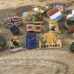 Rare Vintage Enamel Pins Collection - World Travel Souvenirs, Retro Lapel Pins, Global Landmarks & Cultures - Choose your pin
