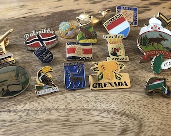 Vintage Enamel Travel Pins: Retro World Landmark Lapel Pins - Etsy