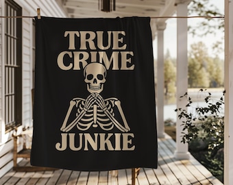 True Crime Fleece Blanket: Skeleton Design Throw for Horror Fans